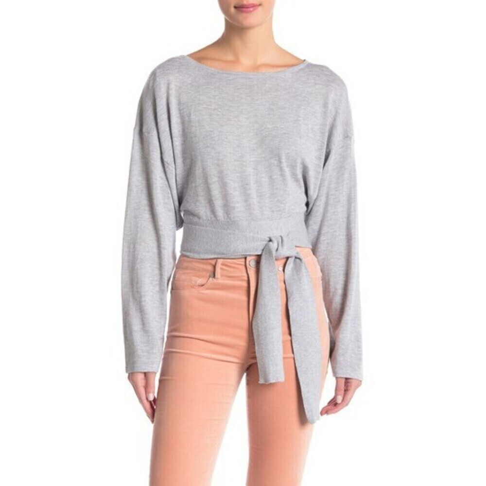 Fine Knitwear By Cotton On Ballet Tie Front Long Sleeve Pullover Grey Size S